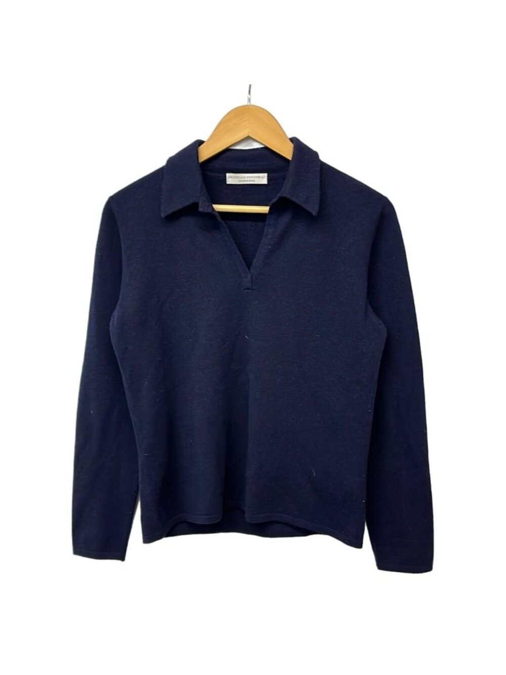 Brunello Cucinelli Long Sleeve Sweater L Navy Neck Cashmere Collared Polo